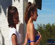 European lesbian hotties Marine LeCourt and Julia Zu rooftop workout from julia farhana marin porn