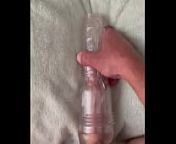 Vocal male fucking his fleshlight from male solo orgasm