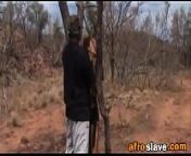 African slave gets t. by two studs outdoors from africans outdoor