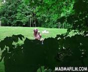Russian babe gets a massage from grandpa in the park from grandaughter seduces granfat