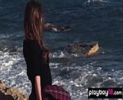 playboy18.com - All natural brunette Ukrainian beauty Mila Azul reveals her massive jugs from beautiful girl mila azul taking off her tight dress and masturbating
