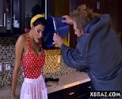 Busty maid Peta Jensen gets fucked hard while cleaning from peta henson