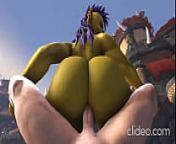 Thick female orc rides human cock from lesbian orc