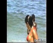 Latina in Bikini Flashes Tits at Beach from indian bath in bikni