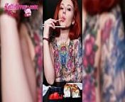 Horny Tattooed Girl Eats Naked and Plays with Tits - Solo from nued girl eat