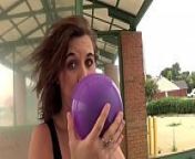 Fifi Foxx Blows and Pops Balloons Outdoors from blowing up a balloon with my farts full video