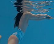Petite Russian Marfa swims nude in the pool from nude pool xhildren