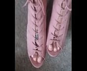 Frosted feet pink suede heels from daim gill