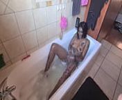 Desi whore giving herself a slutty bubble bath. from desi girl shower tease