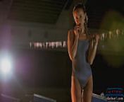 Petite teen hottie Vi Shy skinny dips in a pool late night from russian spied skinny dipping