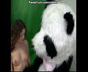Sporty sexy teen fucks with funny Panda from panda