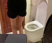 Pissing my cute diaper in Public Toilet from solo in toilet