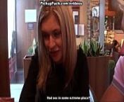 Hot blonde owned by 2 guys in cafe from cafe porn