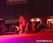Stunning blonde and dancing from forcibly stripped