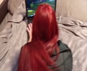 Fucked Doggystyle Cutie Girl While She Plays WoW from beautiful legs of a redhead chubby girlfriend with a big ass and a more of cum