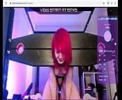 pink hair BDSM babe head in guillotine device from guillotine penis