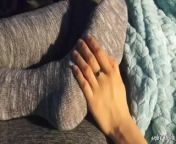 Grey OTK Socks Touched by Female Hands from indian aunty saree changeing in room