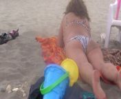 On vacation on the beach with stepson and we ended up having sex, big cumshot on my hairy pussy from mxtude
