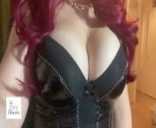 Huge Bouncing natural dutch boobies in black pvc leather corset slowmotion from actress popping boobs bounce slowmotion
