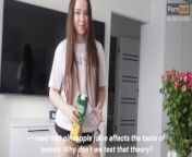 Stedsøsteren besluttede sig for at se, om ananasjuice påvirker smagen af sæd - Valeria Sladkih from japanese sex teacher doggy sa