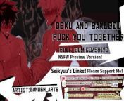 [MY HERO ACADEMIA Threesome] Bakugou and Deku Fuck You Together! from bhna