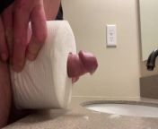 Toilet paper roll test fail makes long cock explode cum from shandman comic toilet paper