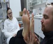 Foot lover worships big bare feet of one cute pharmacist (foot worship, big feet, czech soles, toes) from new womanimation pack porn