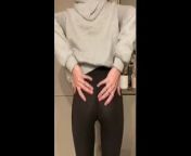 Girl Bending Over in Yoga Pants and No Panties from benedic