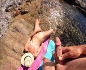 A stranger catches me at the beach wants to fuck me he cums on me tourists must watch from outdoor foursome with real couple two big cocks fucking me and my blonde friend with big tits
