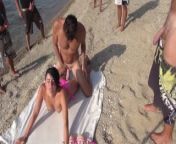 Hairy milf Alexandra Wett fucked at a hot gangbang beach party from rekha hot amitabh beach