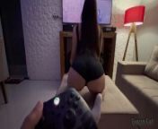 Playing video games and fucking this hottie from fucking cat sen video