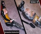 RubberDoll Gets Mummified & Made to Cum: A Latex Loving Girl Wrapped in Plastic Cums on a Magic Wand from hammask