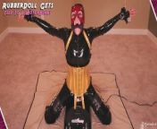 Rubber Doll Tied To a MotorBunny - Tiny latex slut is tied tightly and made to cum hard! from 小丁こまち