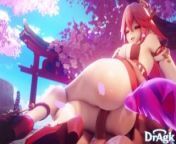 Yae Miko with her Thicc Fat Ass Rides Traveler Side-Cowgirl Position - Genshin Impact Hentai Porn from genshin impact extra thicc waifus club