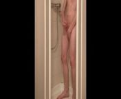 teen masturbates in the shower until he squirts from big fck