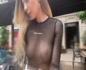 Coffee in transparent top in public cafe on street terrasse. A guy started to talk with me finaly. from tamil aunty big boob giving milk