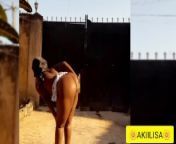 Outdoors: ebony thick babe AKIILISA flashing pussy,tits and ass outside from junior miss nudist naked